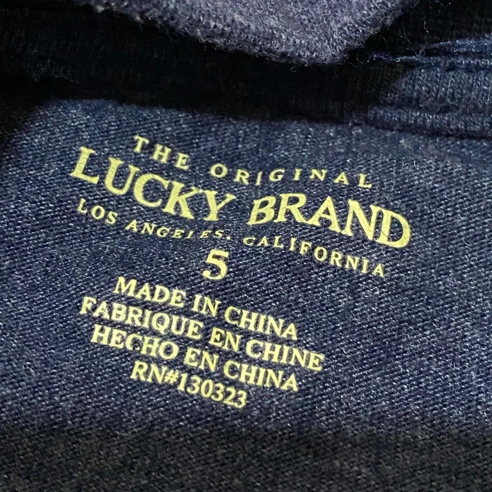 Lucky Brand Girls 4T Riley Denim Shorts & Graphic Tee Summer Casual